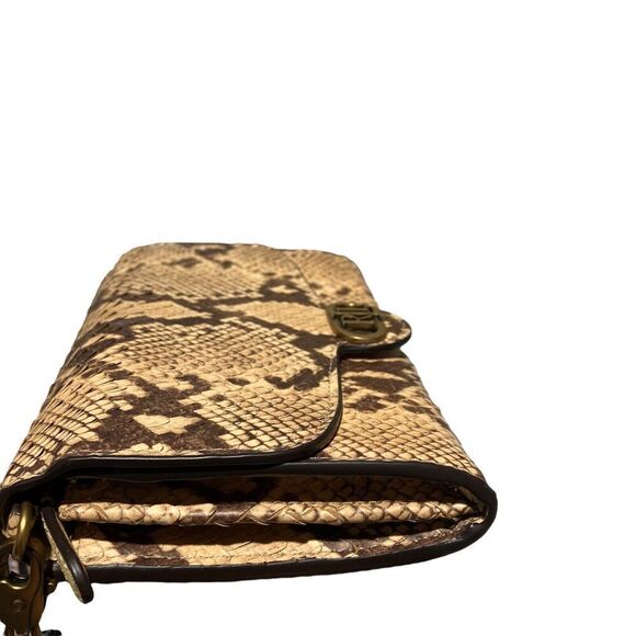 Lauren Ralph Lauren Snakeskin Animal Print Adair Crossbody Compact Wallet Luxury - Picture 5 of 15